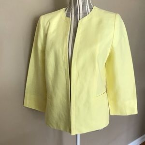 Talbots lemon yellow linen lined open Jacket